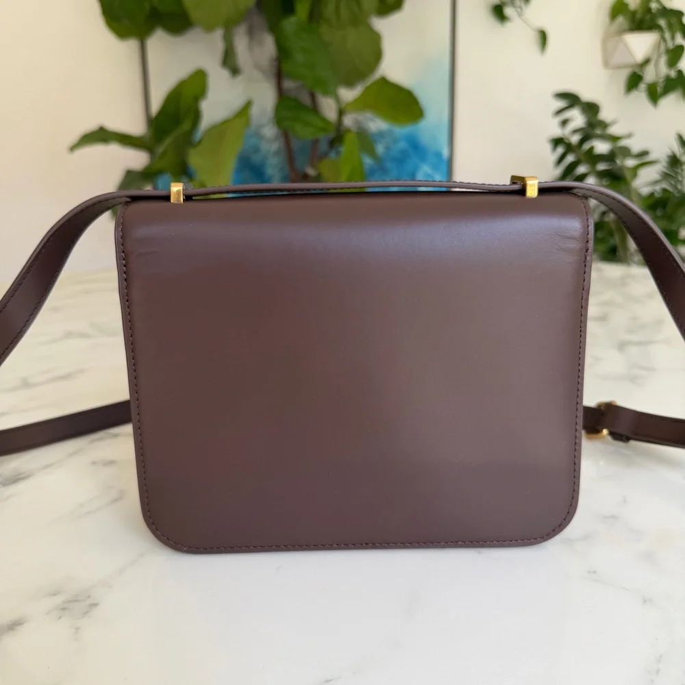 Quince Italian Leather Box Shoulder Bag Crossbody Dark Brown - Picture 4 of 16